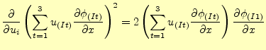 $\displaystyle \frac{\partial}{\partial u_i} \left(\sum^3_{t=1}u_{(It)} \frac{\...
...rtial \phi_{(It)}}{\partial x} \right) \frac{\partial \phi_{(I1)}}{\partial x}$