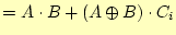 $\displaystyle =A\cdot B+(A\oplus B)\cdot C_i$